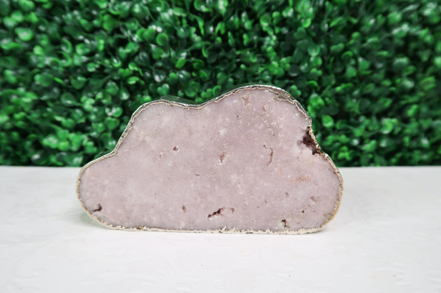 Pink Amethyst Clouds with Silver Border