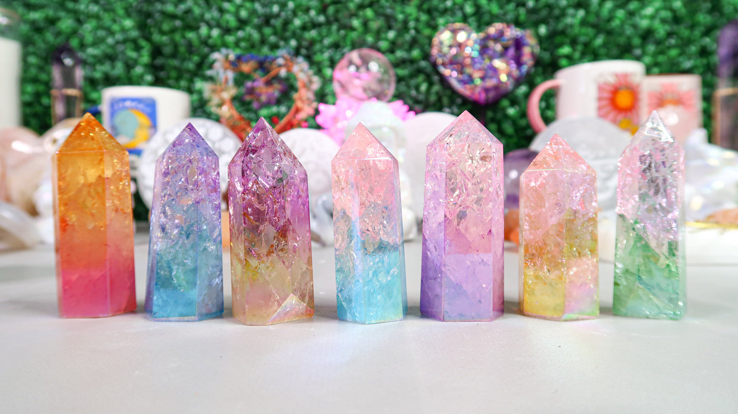 Aura Ombre Crackle Quartz Towers