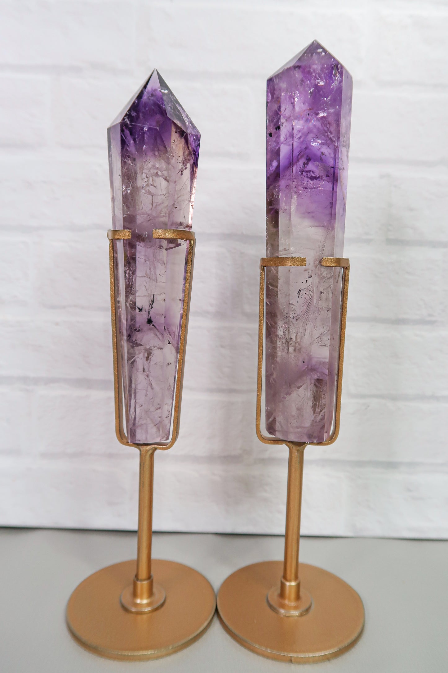 Sparkling Amethyst Wands with Feather Inclusions