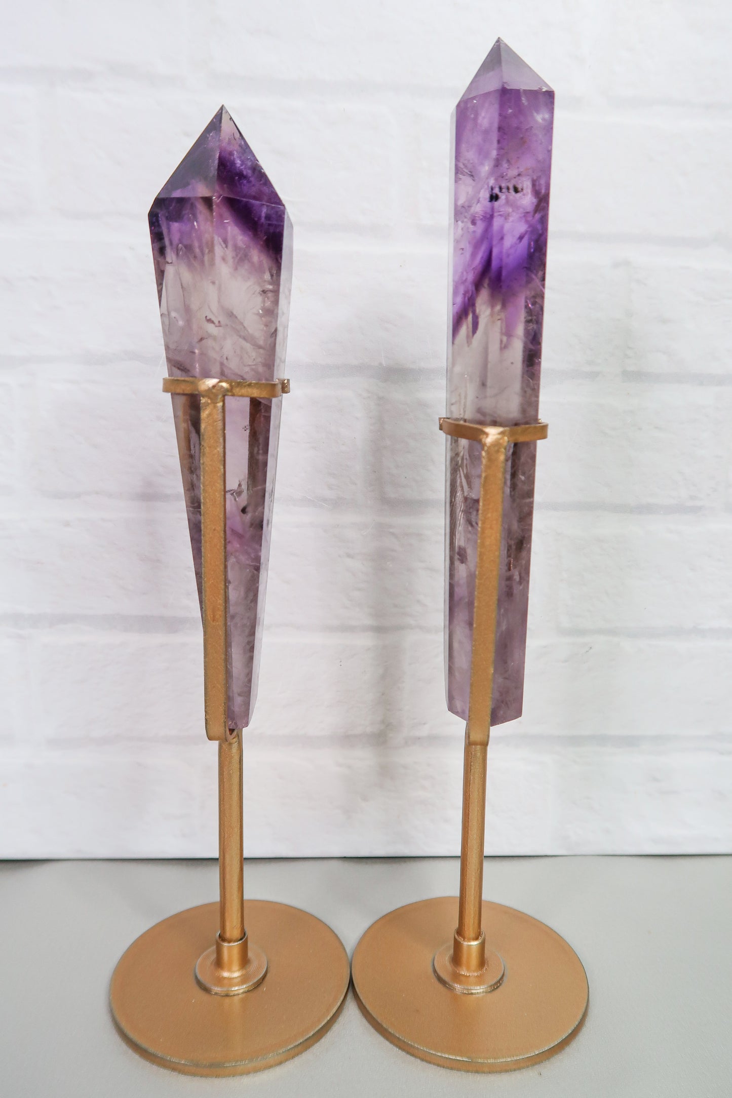 Sparkling Amethyst Wands with Feather Inclusions