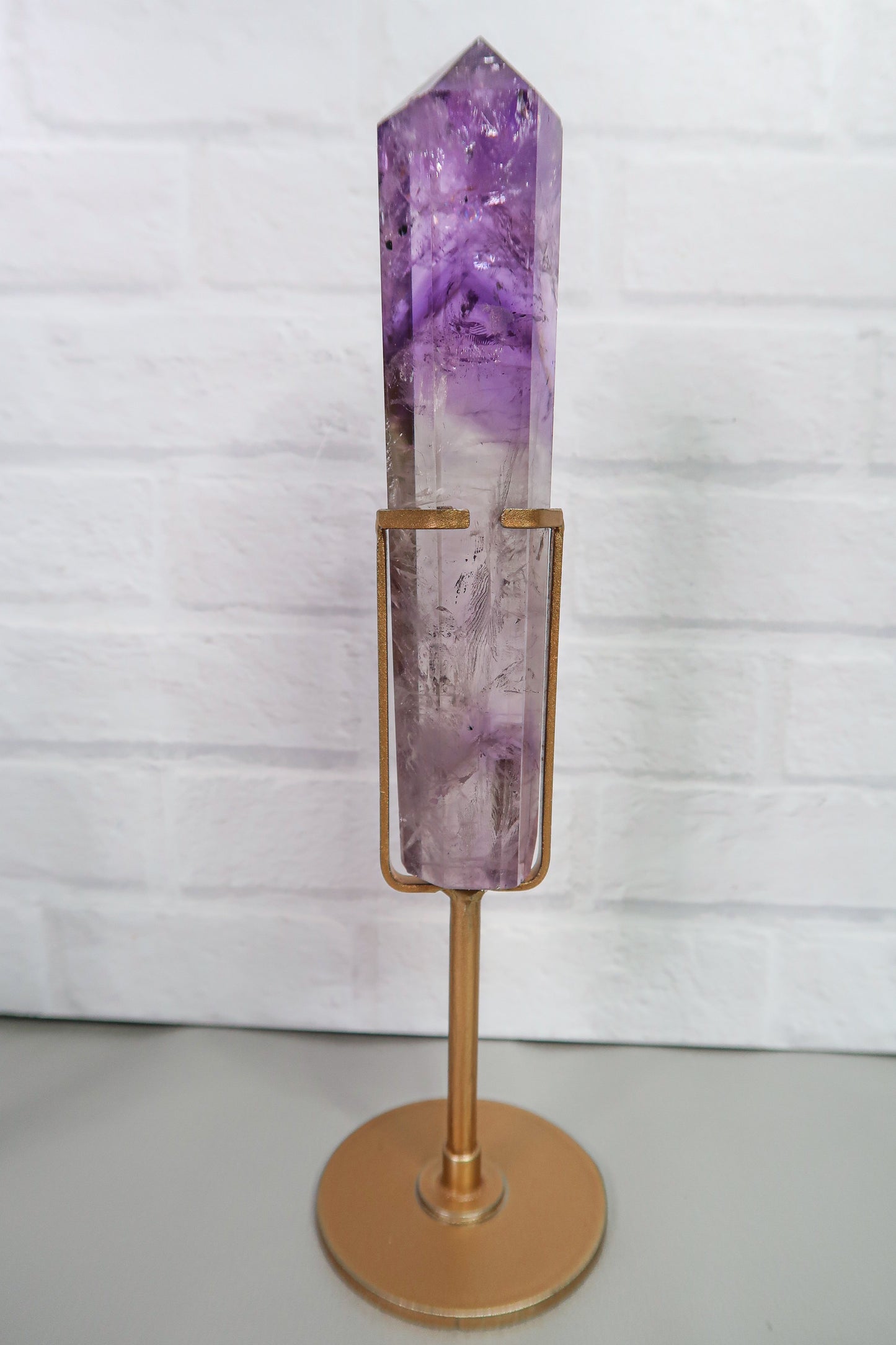 Sparkling Amethyst Wands with Feather Inclusions