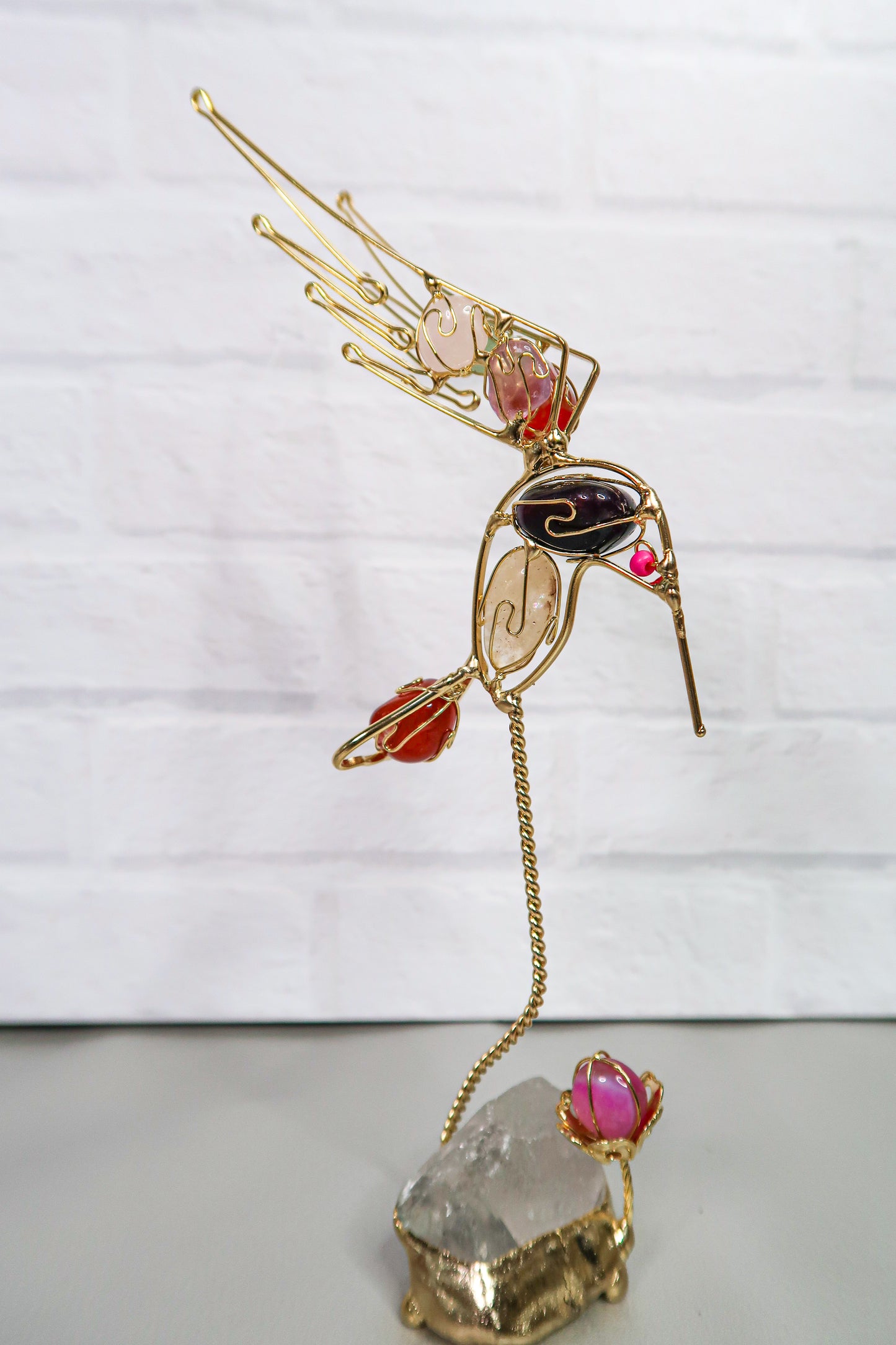 Crystal Wire-Wrapped Hummingbird