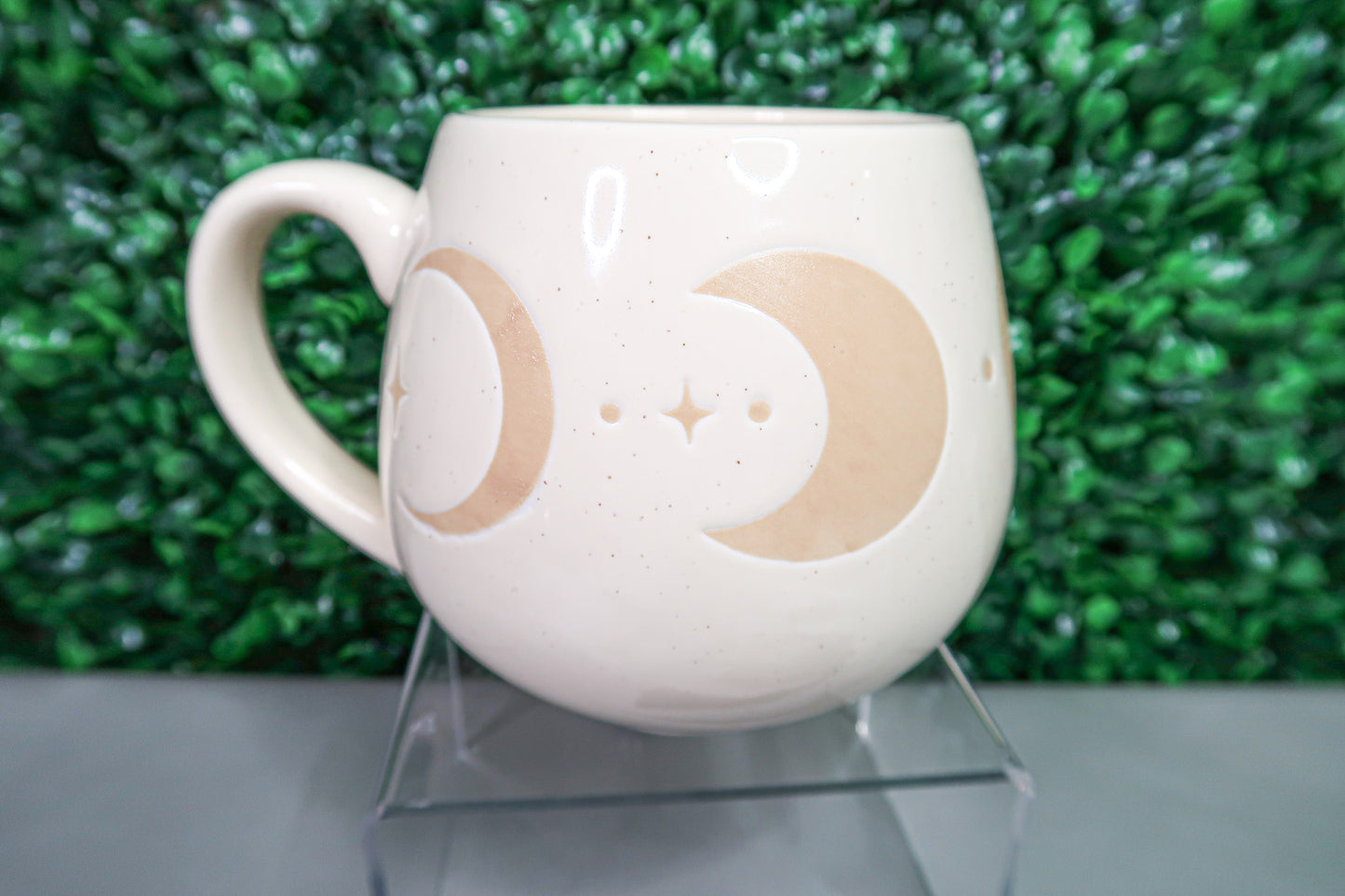 Round Moon Phase Mug with Mini Rose Quartz Tower