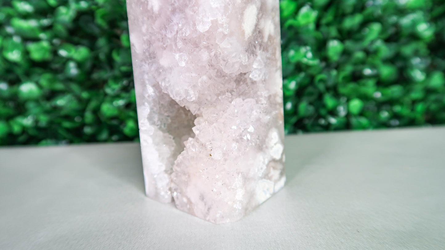 Pastel Snow Druzy Agate Tower