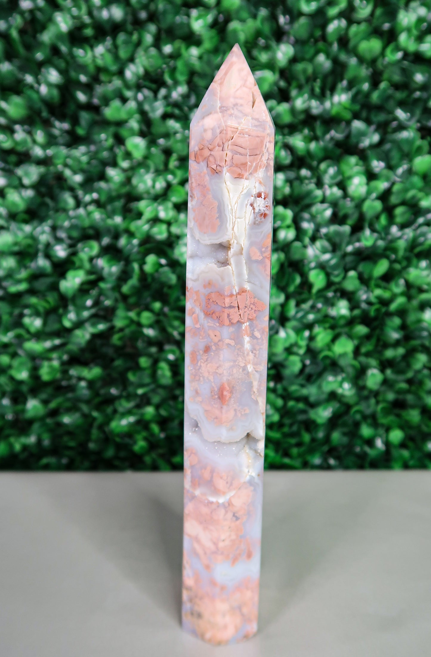 Large Druzy Pink Agate Tower