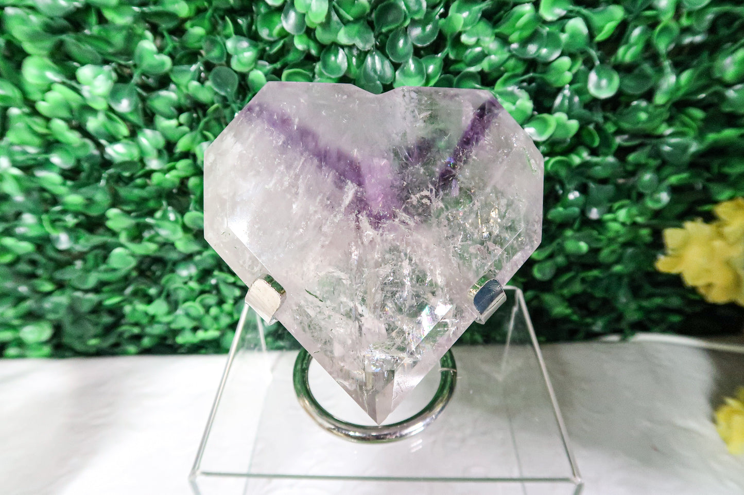 Faceted Phantom Amethyst Heart