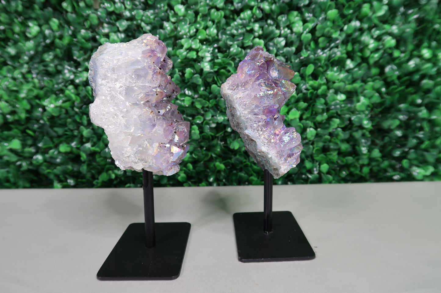 Aura Amethyst Clusters on Stands