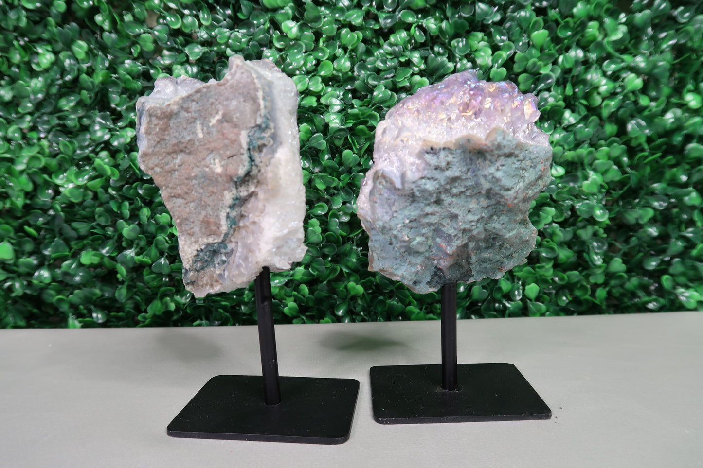 Aura Amethyst Clusters on Stands