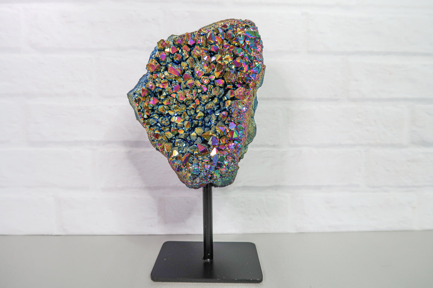 Dazzling Rainbow Titanium Quartz on a Stand