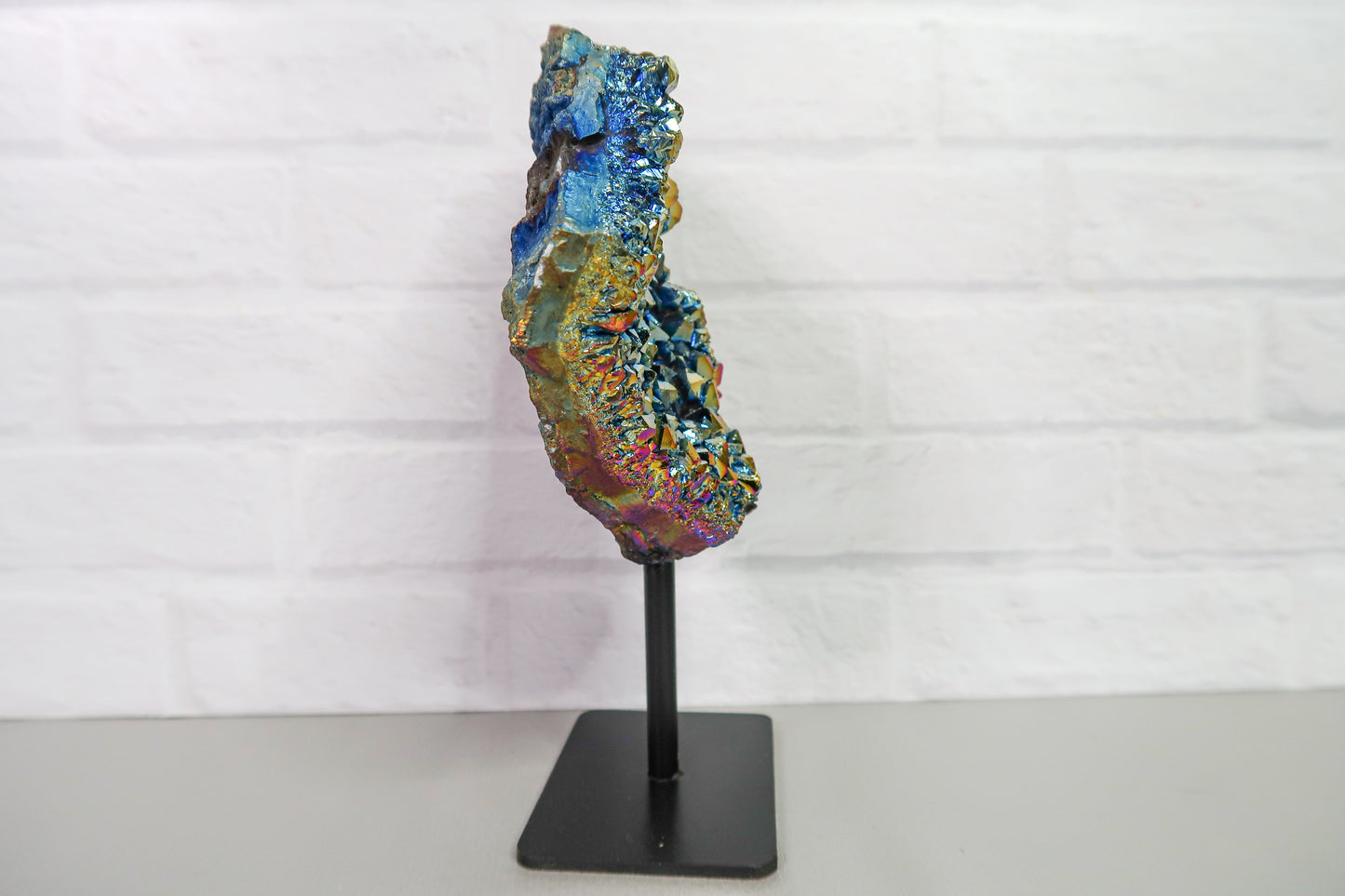 Dazzling Rainbow Titanium Quartz on a Stand