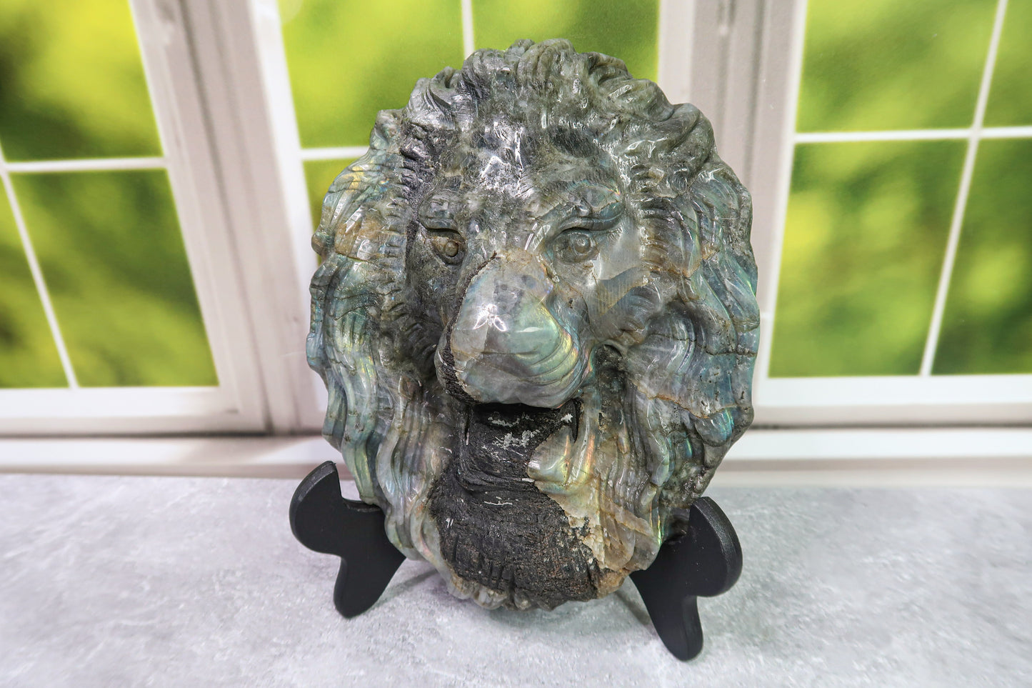 Large Lion Head Carvings