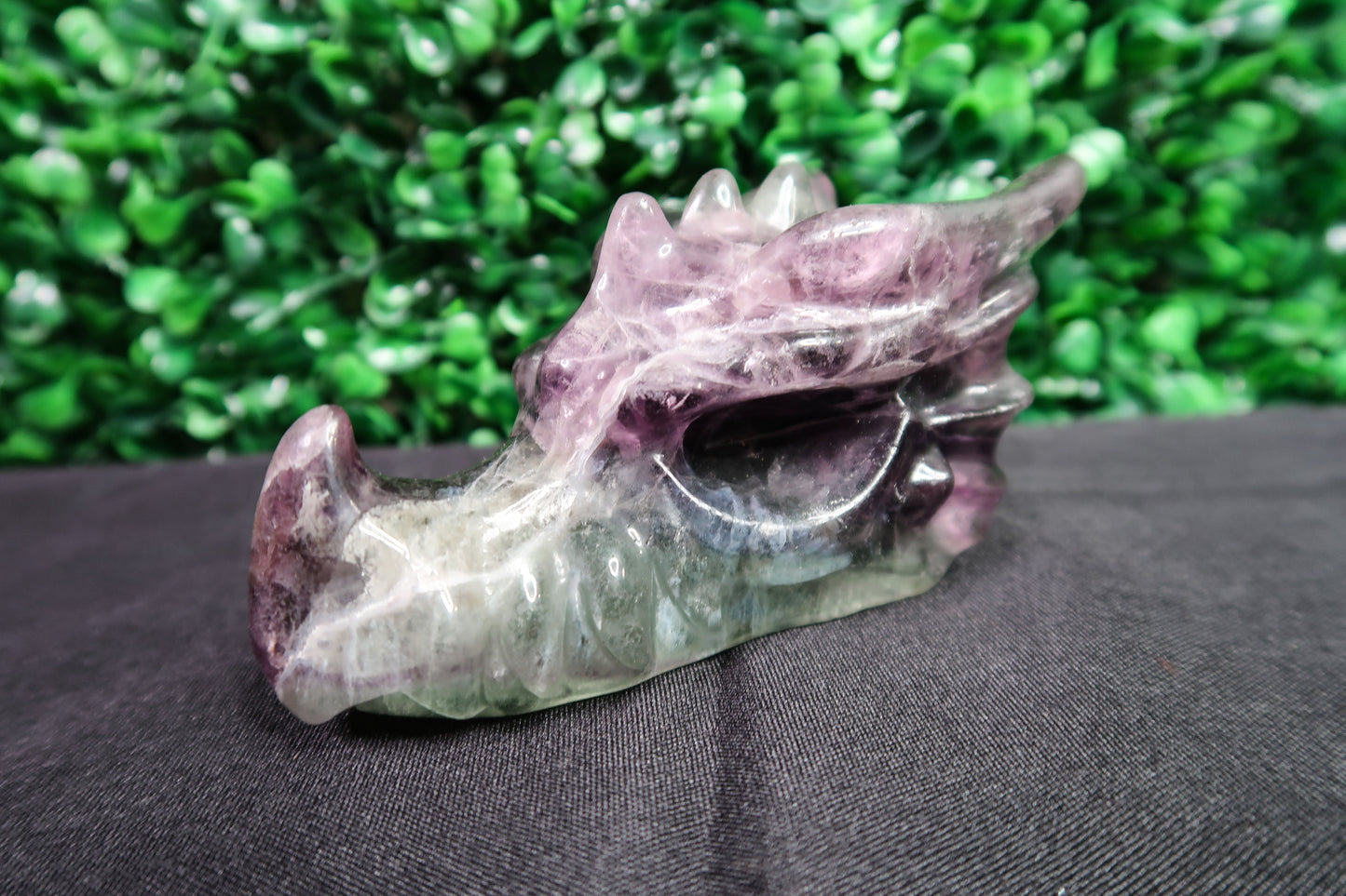 Amethyst and Fluorite Dragon Heads