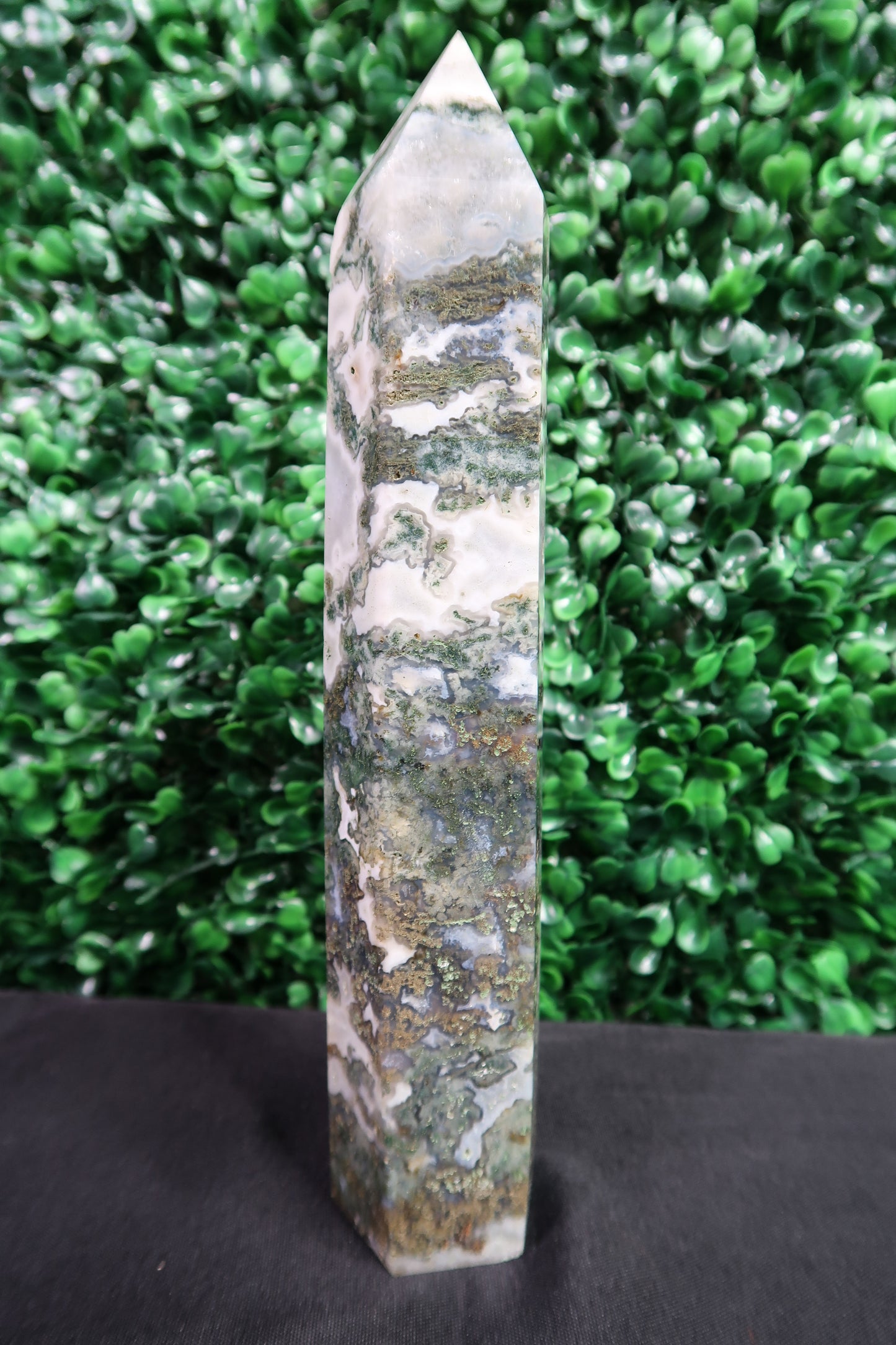 Large Moss Agate Tower