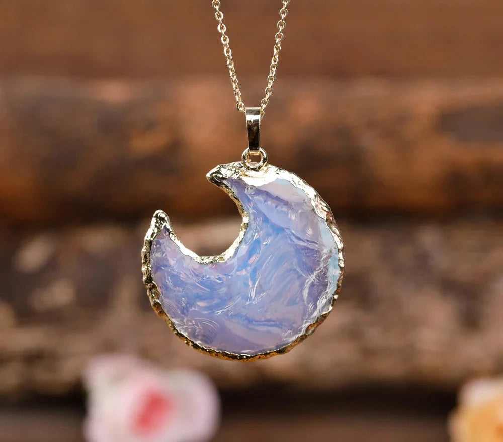 Assorted Crystal Crescent Moon Necklaces