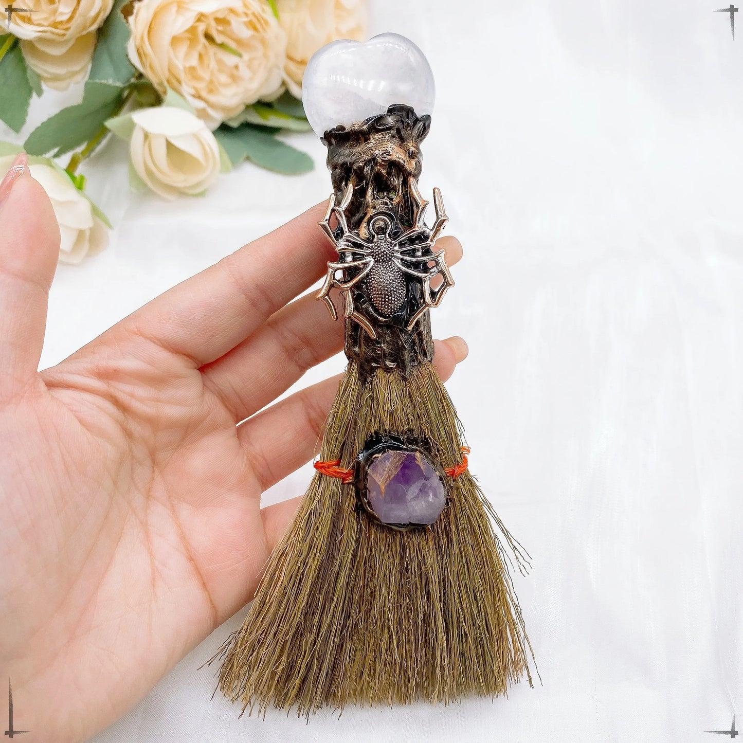 Natural Heart Crystal Magic Brooms