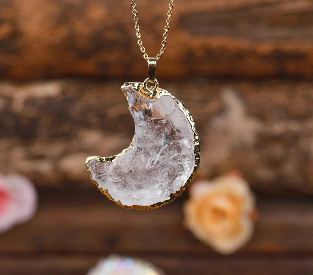 Assorted Crystal Crescent Moon Necklaces