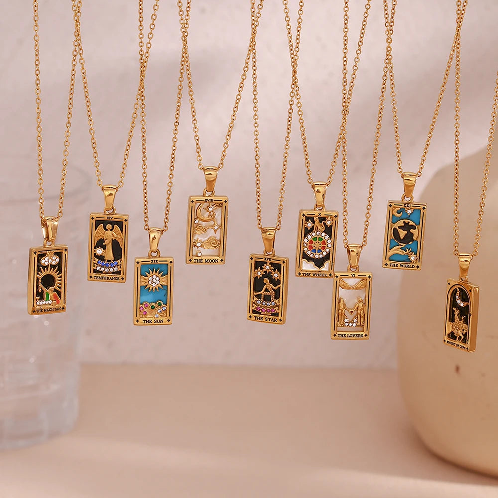 18K Gold Plated Tarot Card Necklaces