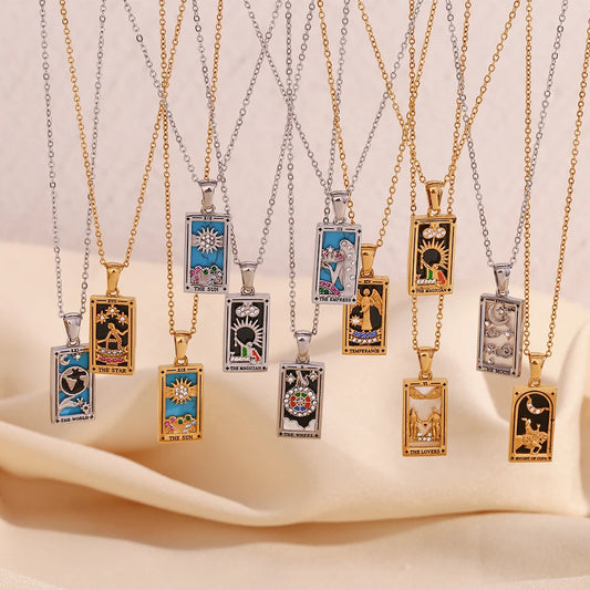 18K Gold Plated Tarot Card Necklaces