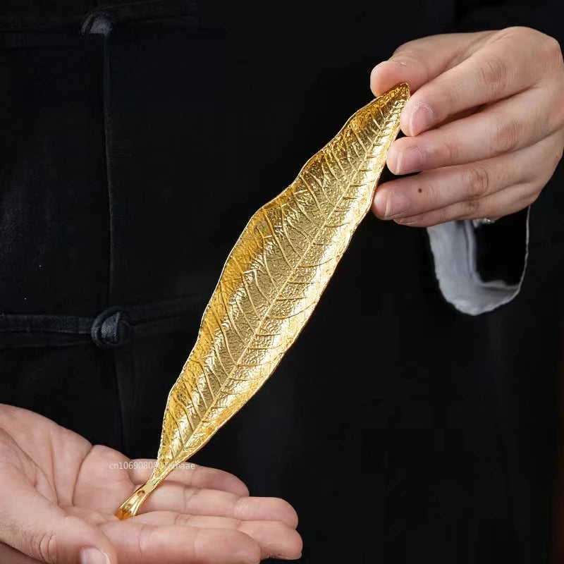 Gold or Brass Toned Leaf Incense Holder