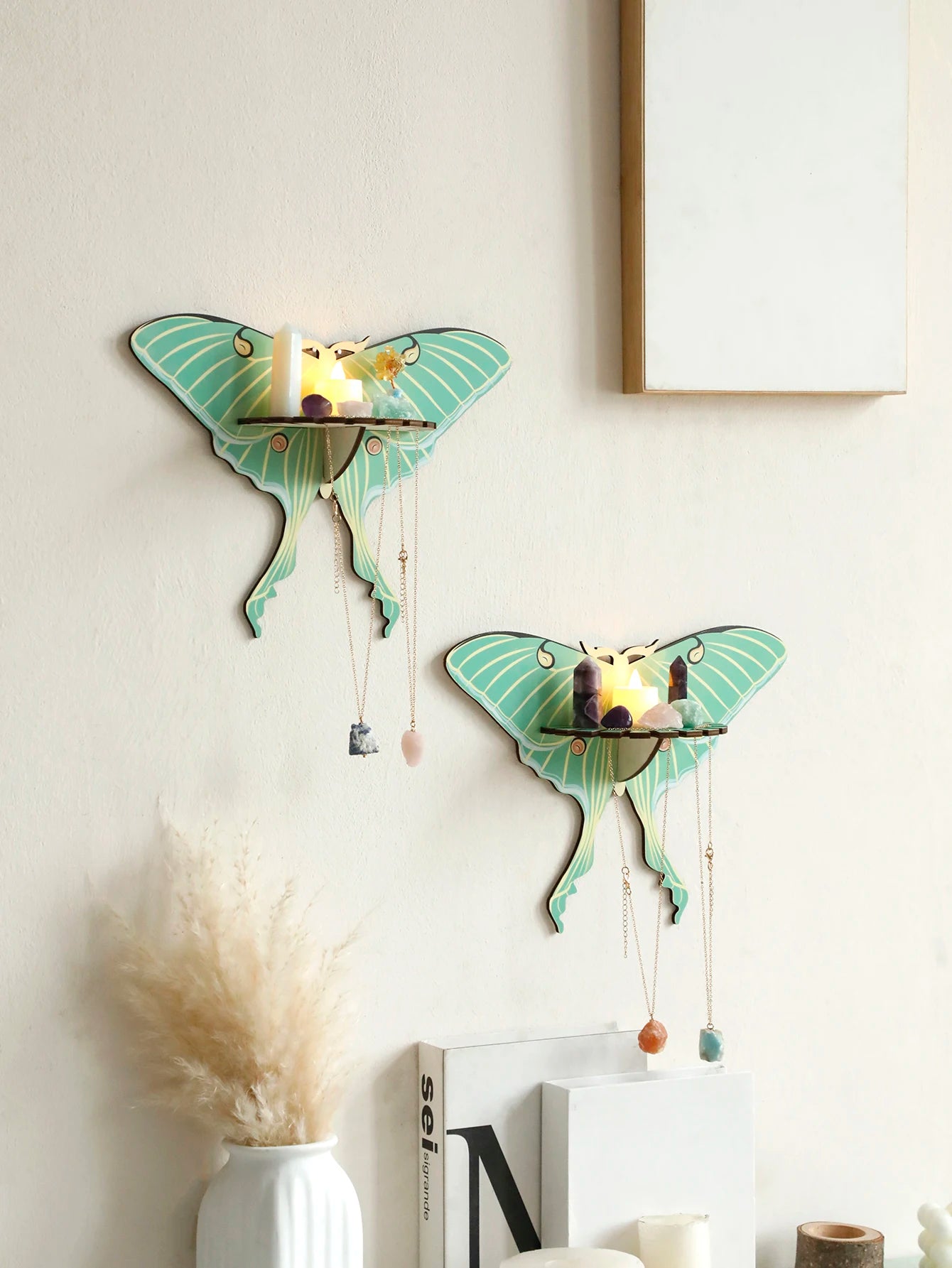 Green Butterfly Crystal Shelf Display