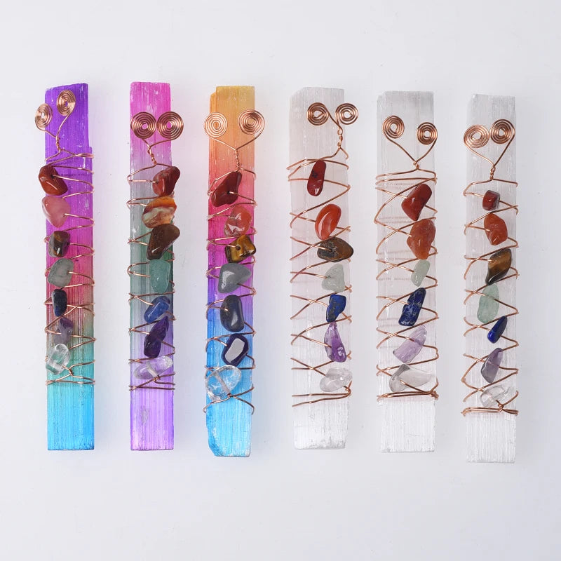 Selenite Seven Chakra Healing Wands