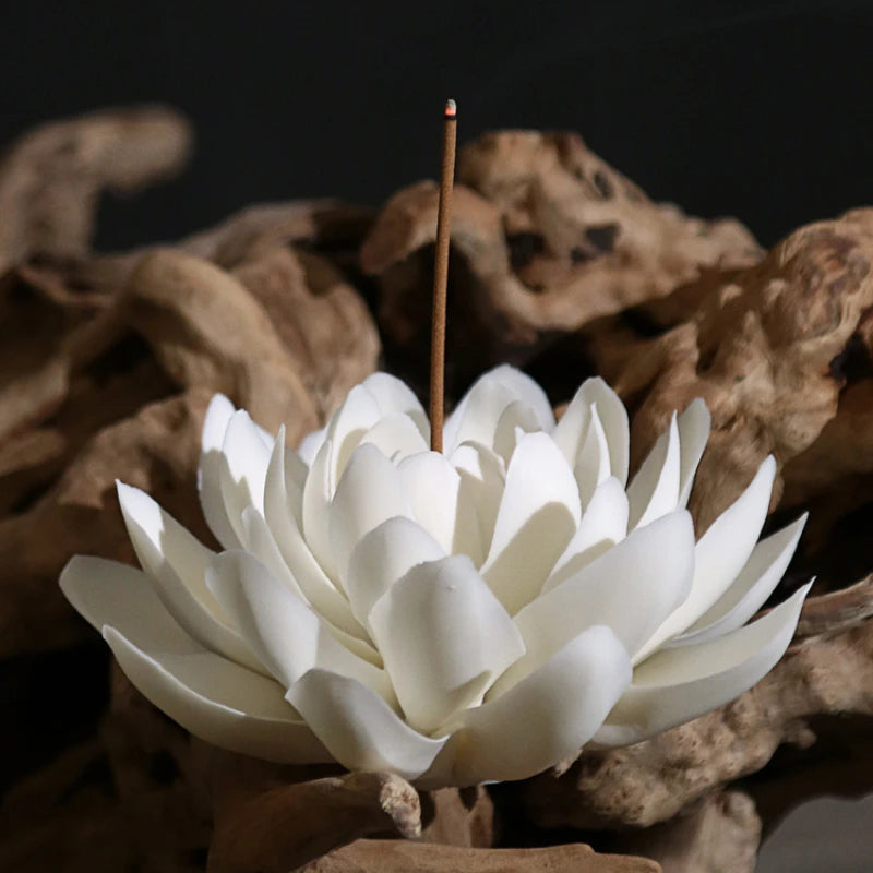 Ceramic White Lotus Incense Burner