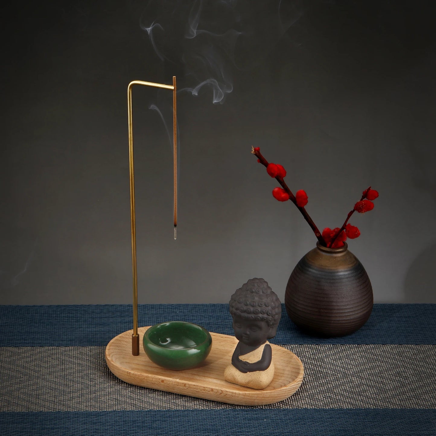 Ceramic Little Monk Incense Burner Set