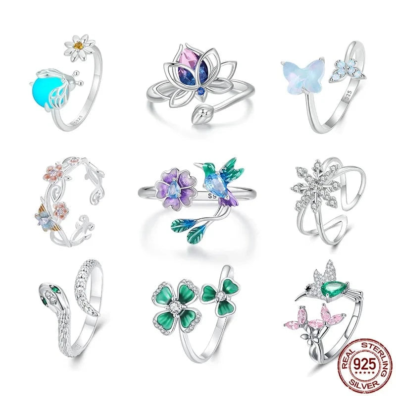 Assorted Adjustable Sterling Silver Whimsical Rings