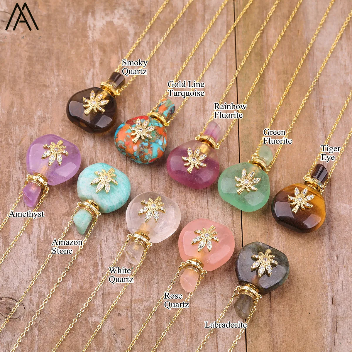 Natural Crystal Perfume Bottle Necklaces