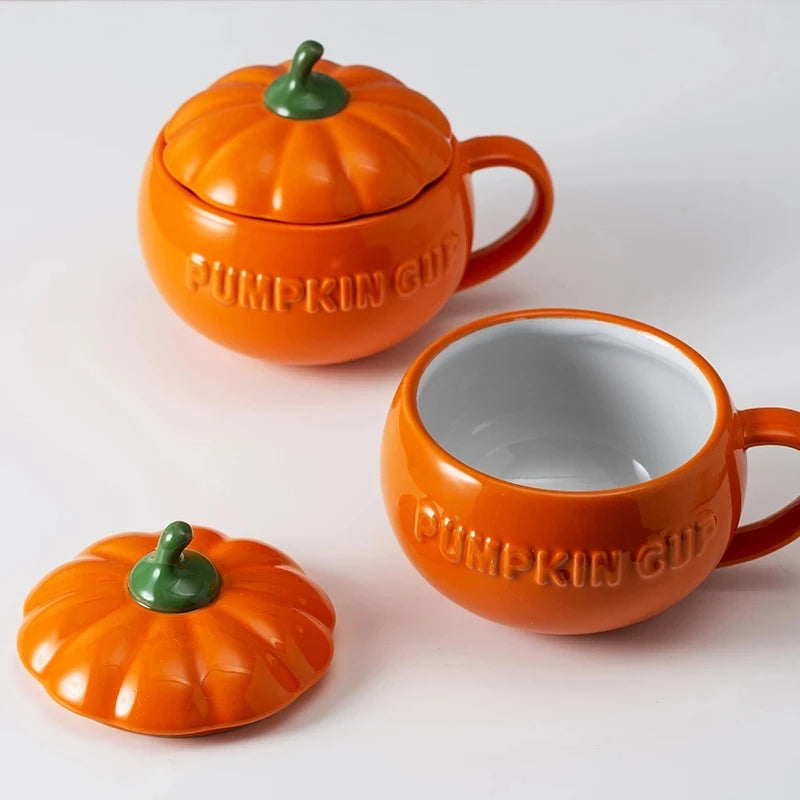 Ceramic Pumpkin Cups/Bowls with Spoons