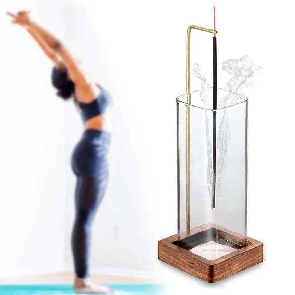 Upside Down Wooden & Glass Incense Holder