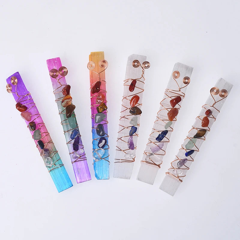 Selenite Seven Chakra Healing Wands