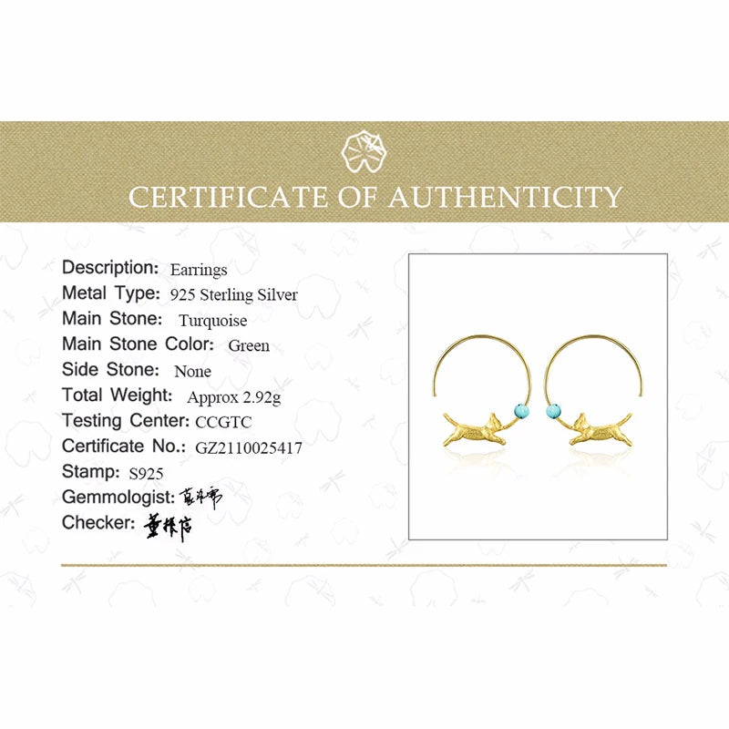 Sterling Silver & 18K Gold Running Cat with Balloon Round Hoop Earrings