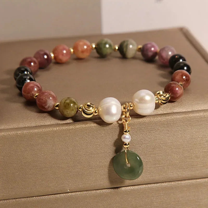 Natural Tourmaline Crystal Bead and Charm Bracelets