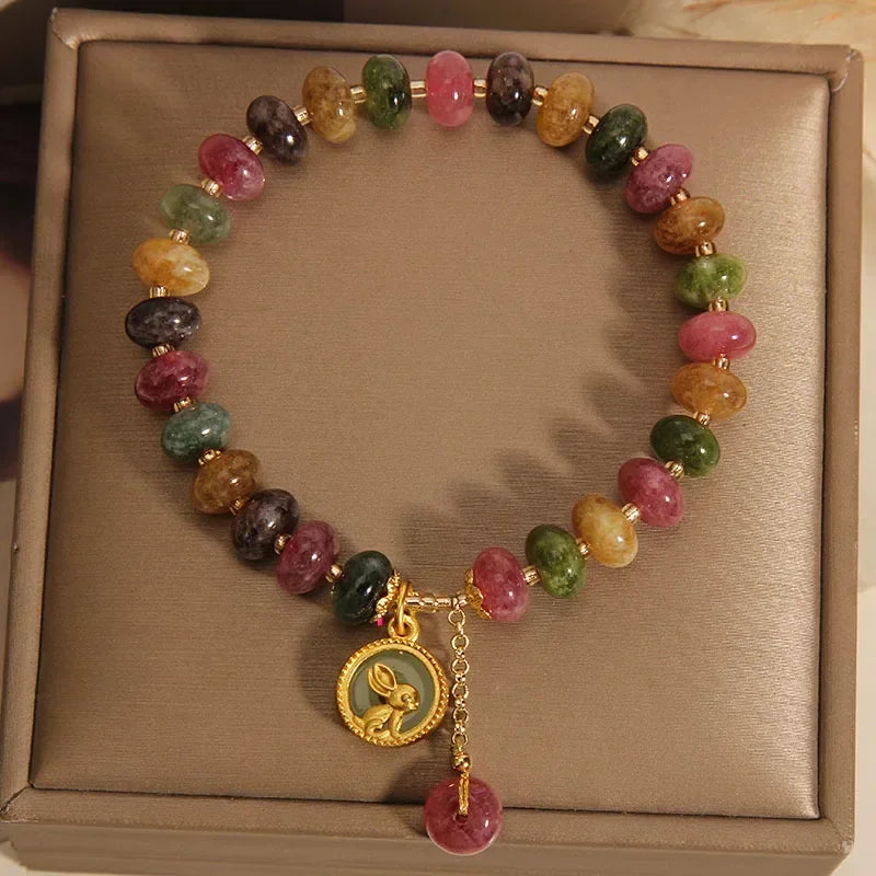 Natural Tourmaline Crystal Bead and Charm Bracelets