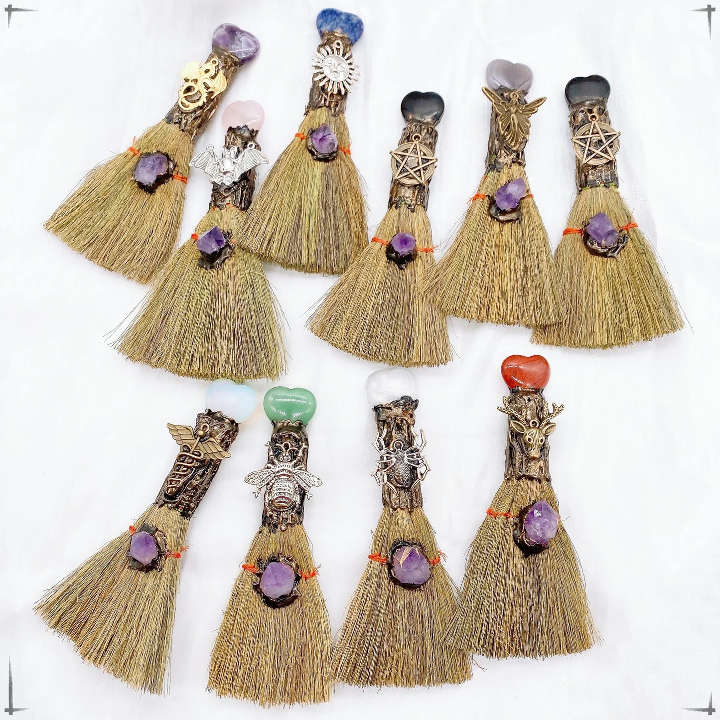 Natural Heart Crystal Magic Brooms