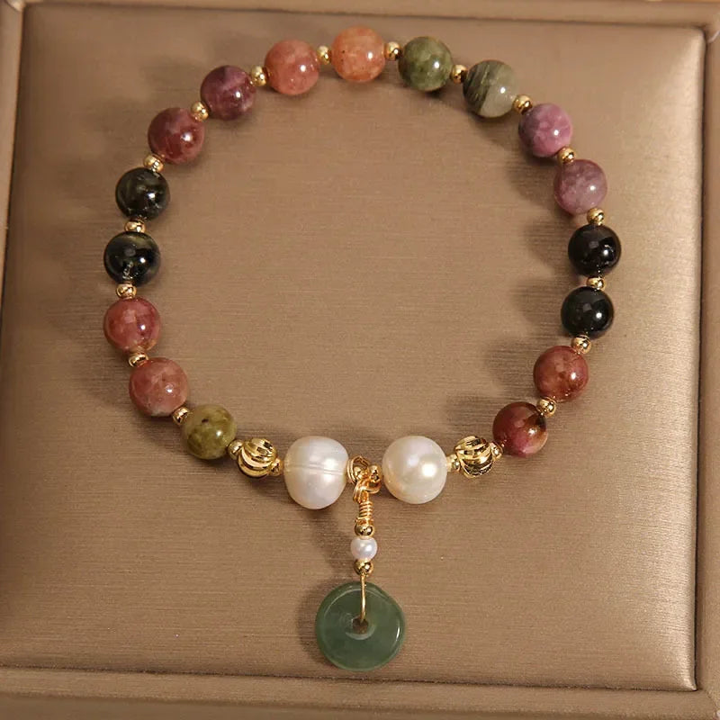 Natural Tourmaline Crystal Bead and Charm Bracelets