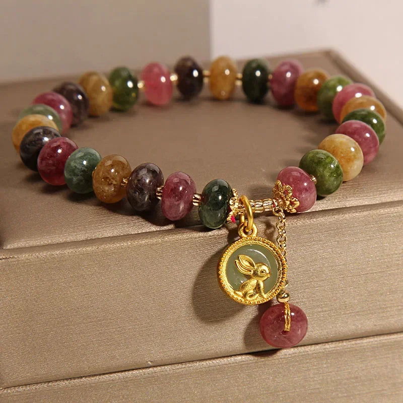 Natural Tourmaline Crystal Bead and Charm Bracelets