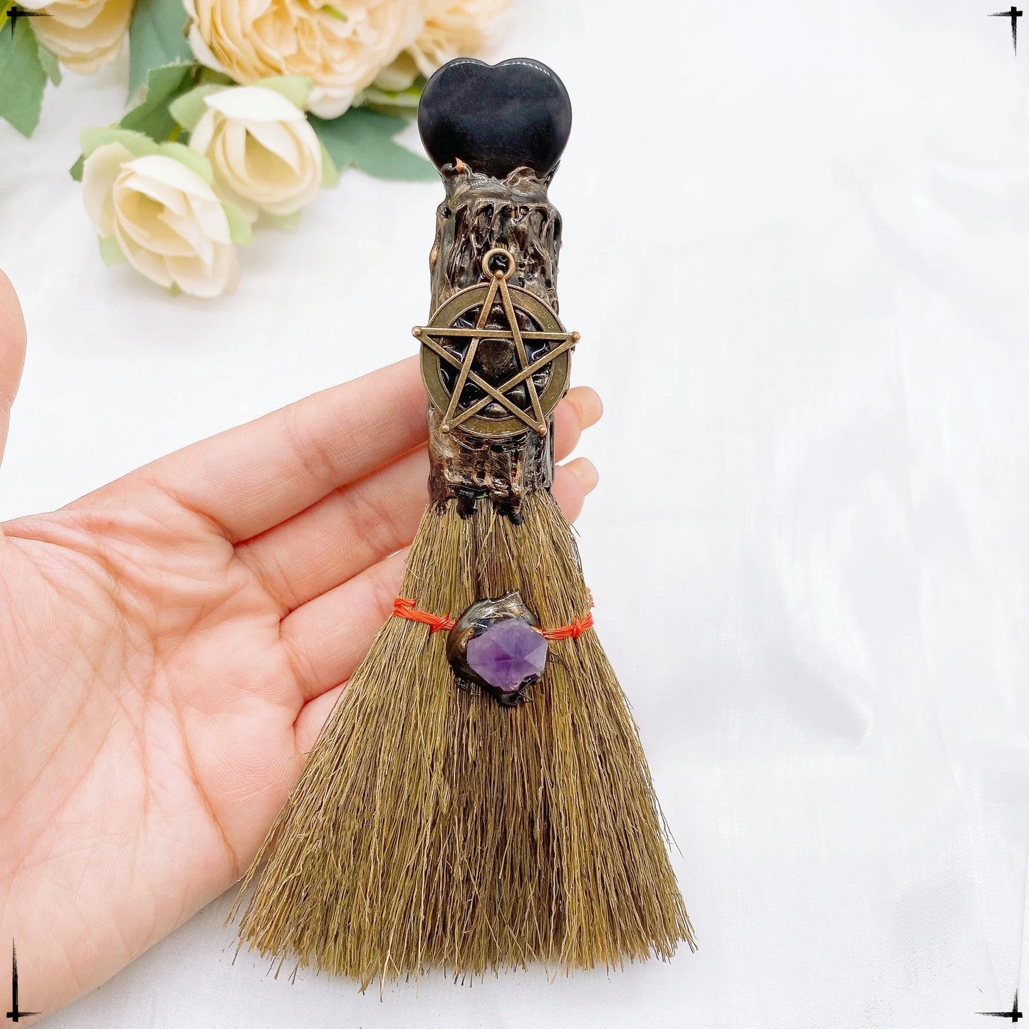 Natural Heart Crystal Magic Brooms