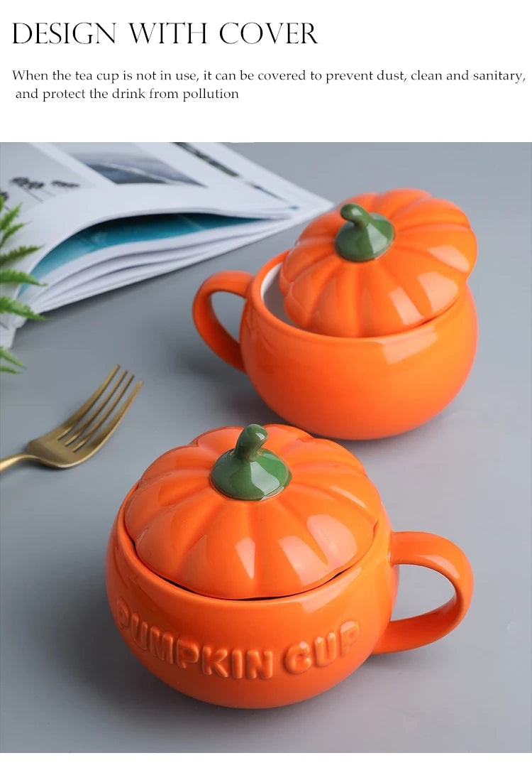 Ceramic Pumpkin Cups/Bowls with Spoons