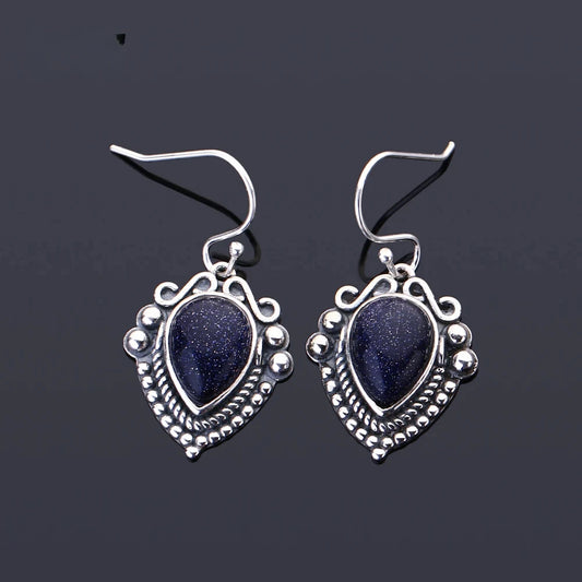 Sterling Silver Blue Sandstone or Moonstone Earrings