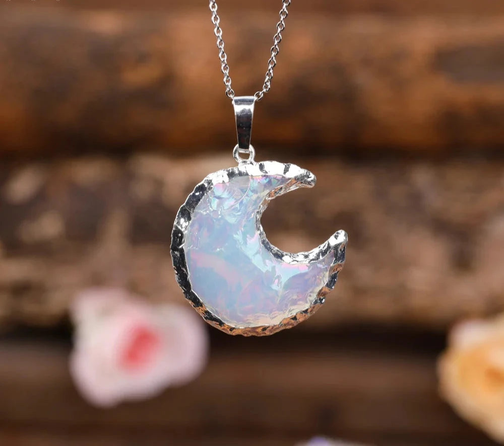 Assorted Crystal Crescent Moon Necklaces