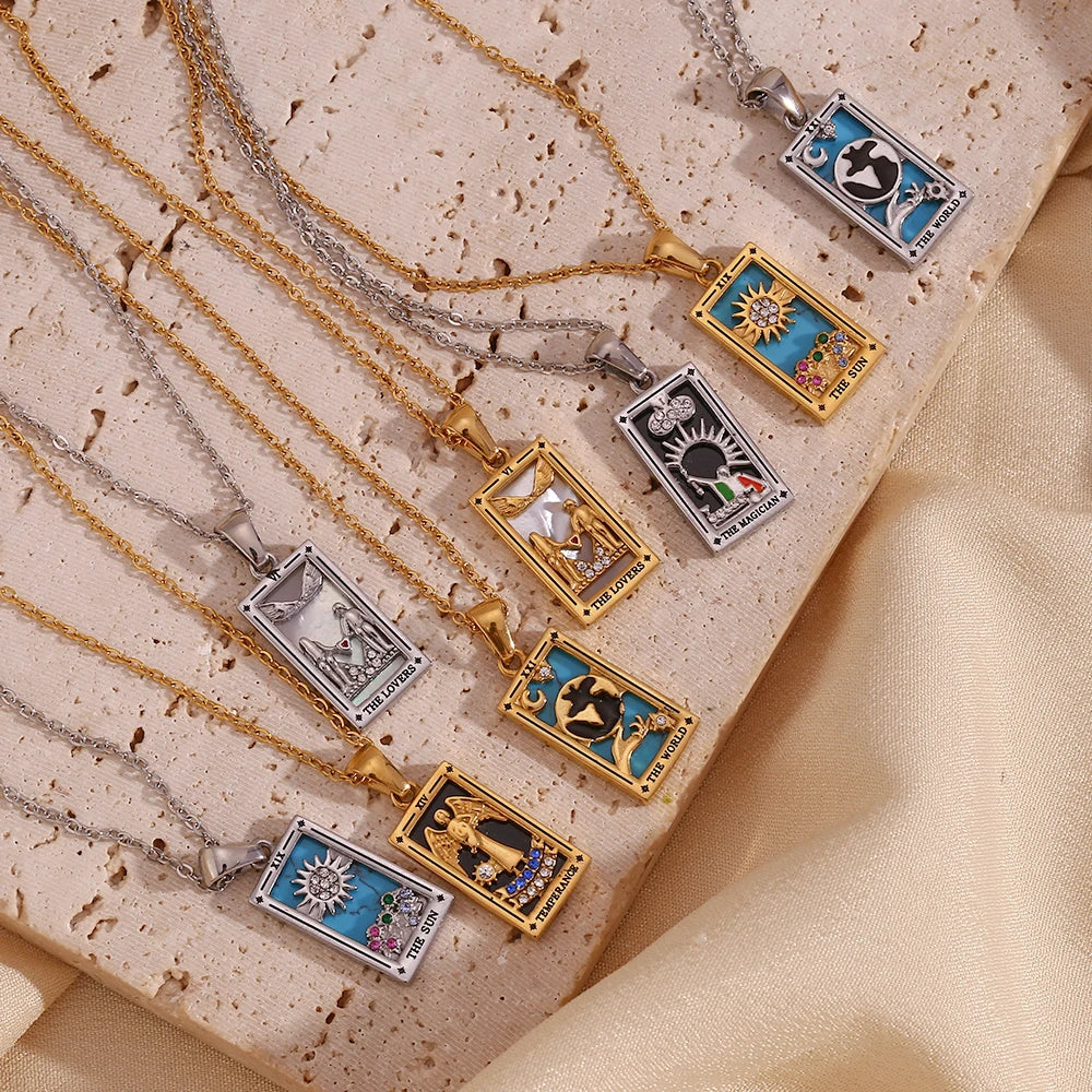 18K Gold Plated Tarot Card Necklaces