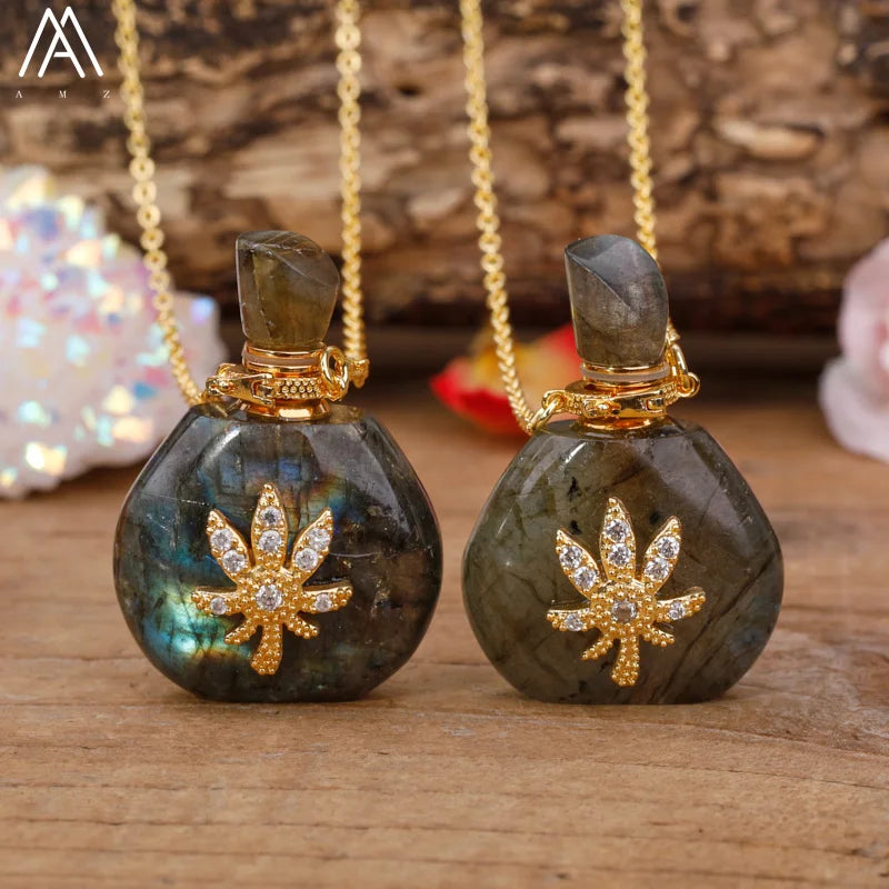 Natural Crystal Perfume Bottle Necklaces