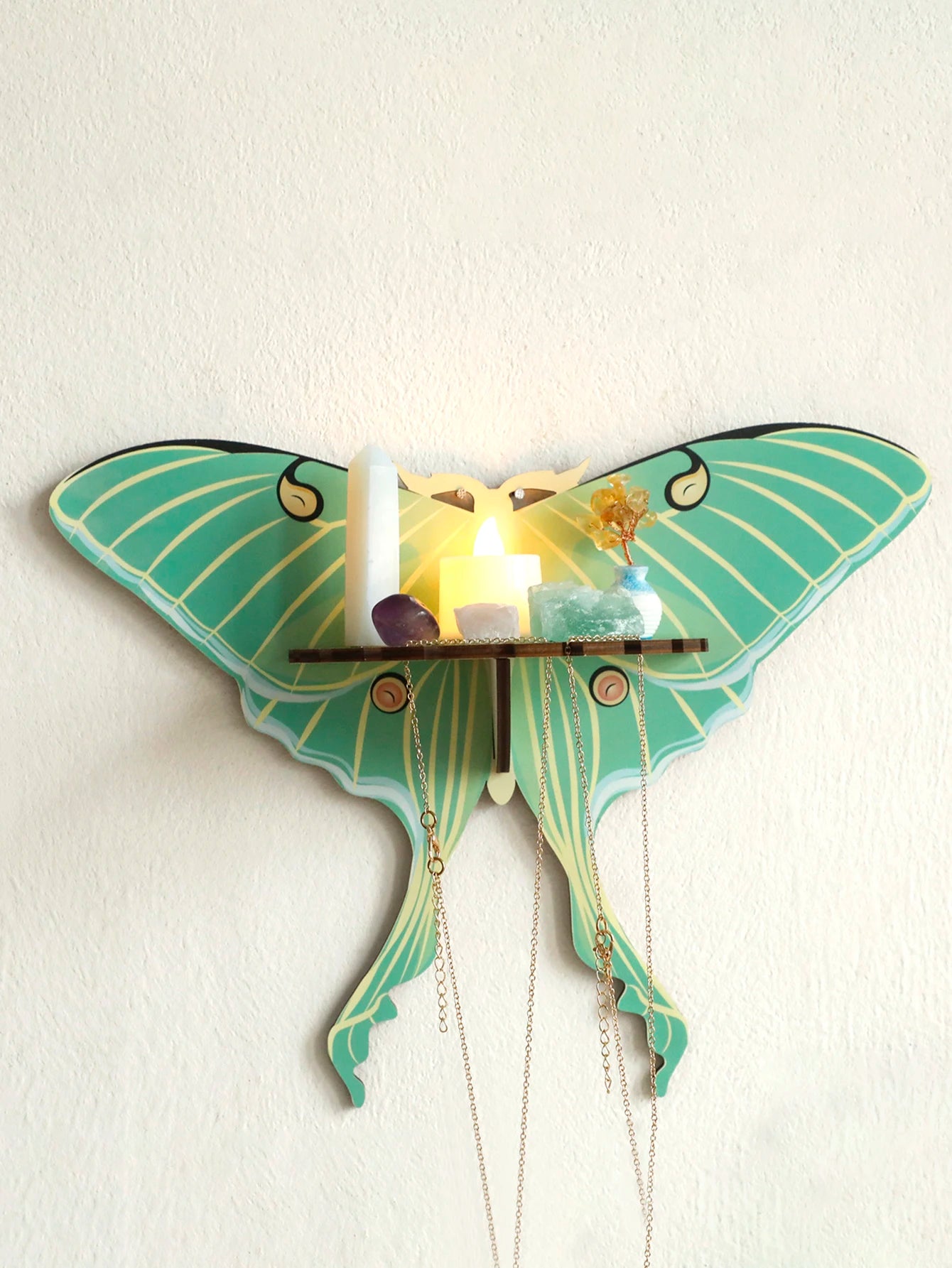 Green Butterfly Crystal Shelf Display