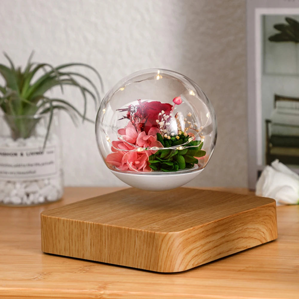 Levitating Preserved Flower Rotation Flower Lamp