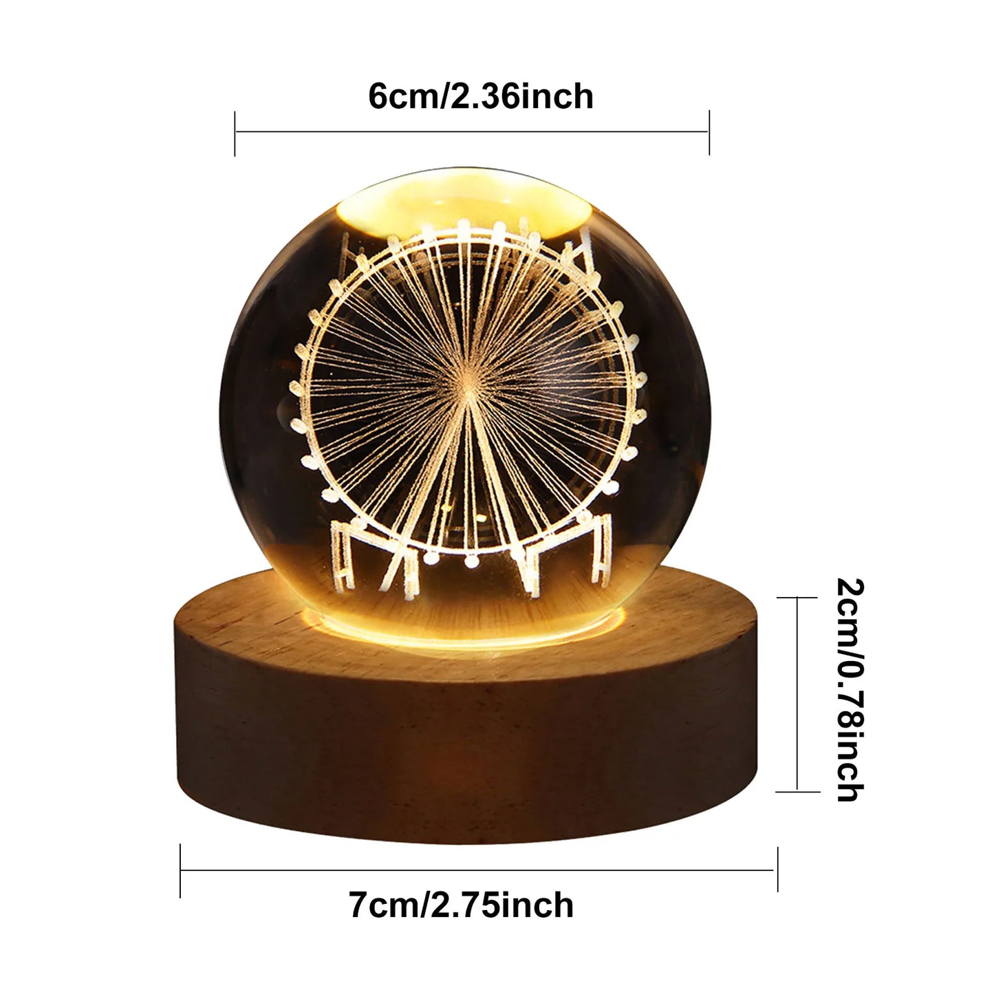 Assorted 3D Crystal Ball Night Lights