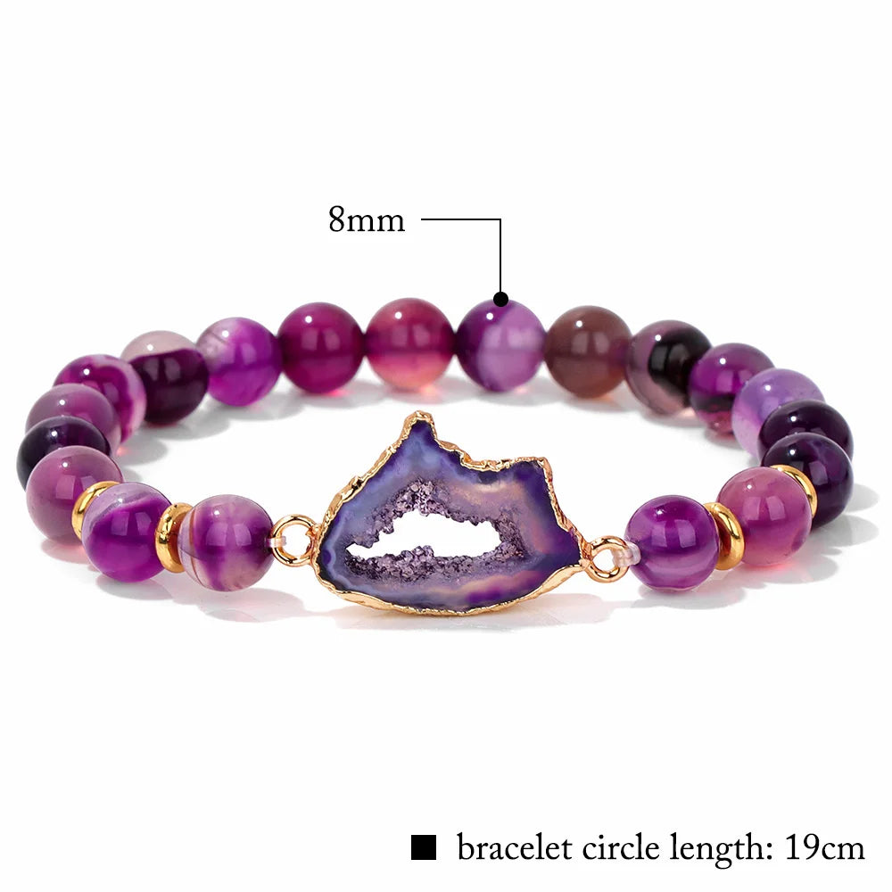 Handmade Druzy Agate Crystal Beaded Bracelet