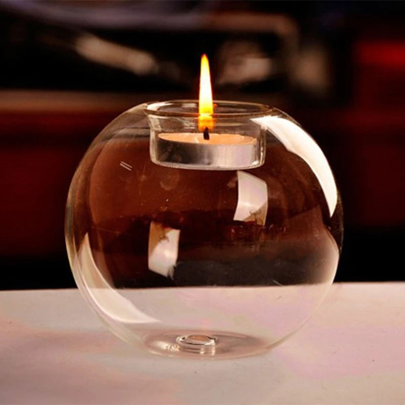 Exquisite Round Hollow Glass Candle Holder