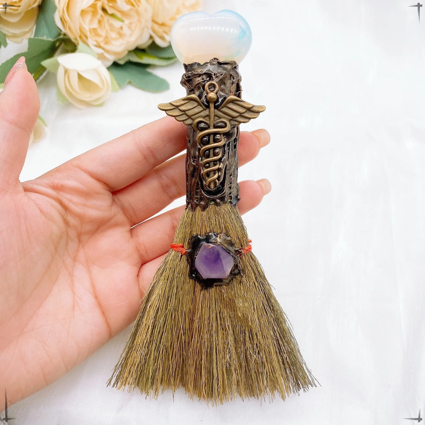 Natural Heart Crystal Magic Brooms